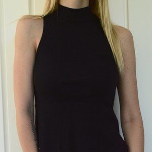 Black Mock Neck Tank Top